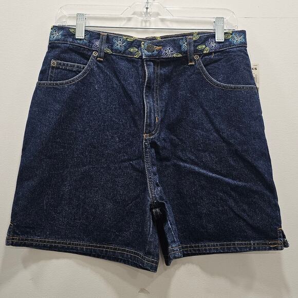 SO NEW W/TAG VINTAGE Y2K Jean Shorts Floral Embroidered Girls 16.5 Kohls Stain - Picture 1 of 6